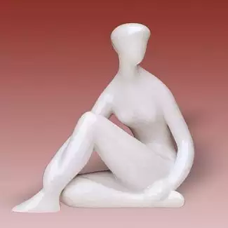 Bílá porcelánová figura vysoká 14,4 cm Akt sedící