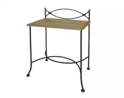 Noční stolek s dřevěnou deskou a kovanými detaily bez zásuvky Torino