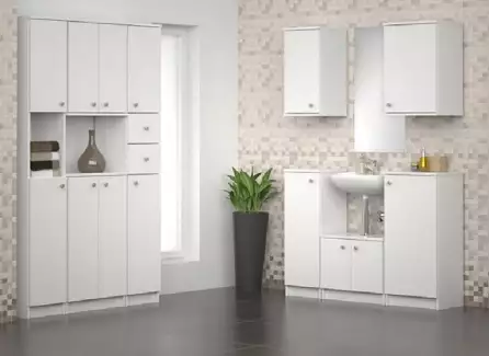 Koupelnová sestava nebo set v dekoru lamina bílá bílá Iveta