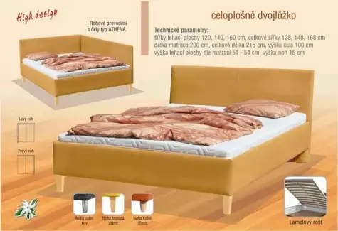 Čalouněná postel do rohu s volně loženou matrací šířka 120 cm NOVA