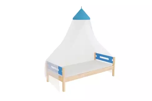 Domečková buková postel s baldachýnem bez zábran Bubliny