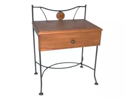 Kovový noční stolek se zásuvkou z masivního dřeva v moderním designu Stefanie