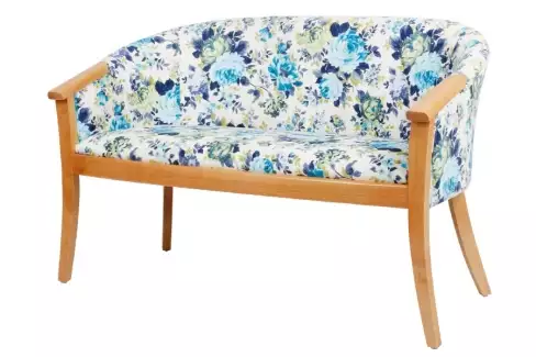 Krásná čalouněná lavička s modrými květy Olivie Z037