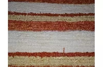 Ručně tkaný koberec 100x50 cm, béžový s oranžovozlatým proužkem