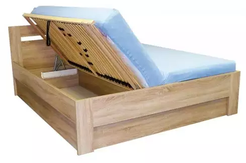 Manželská postel s úložným prostorem s bočním výklopem Vanesa, skladem v odstínu ořech!