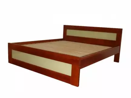 Netradiční dvoulůžková postel z masivu se sklem v čele Gita 464