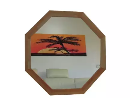 Rám osmiúhelník se zrcadlem z masivního dřeva