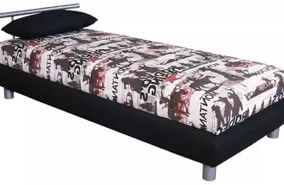 Moderní čalouněná postel s kovovým čelem, šířka 90 cm Apolena