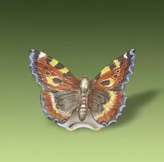 Figurální a ozdobný porcelán o délce 5,6 cm Babočka kopřivová