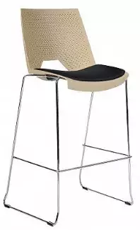 Plastová barová ližinová židle s čalouněným sedákem Lastur B II