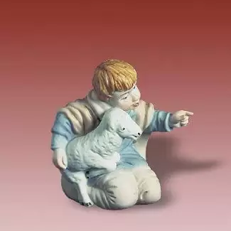 Ozdobný porcelán vysoký 7,2 cm Chlapec s ovečkou