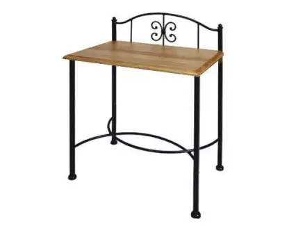 Noční stolek s deskou z masivního dřeva a kovanými detaily bez zásuvky Ellen