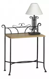 Noční stolek s masivním dřevem a kovanými detaily bez zásuvky Alice - Novinka!