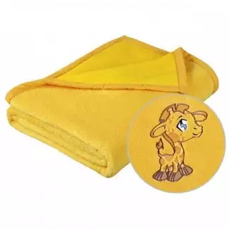 Jemná dětská micro přikrývka žlutá s výšivkou