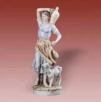 Figurální a ozdobný porcelán o výšce 58 cm Děvče s kůzletem