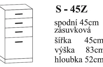 Kuchyňská spodní skříňka vedle dřezu – 45 cm, zásuvková