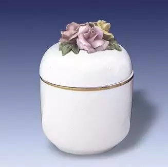 Figurální porcelán o délce 7,2 cm Dóza s růžemi III