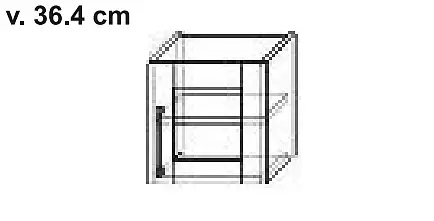 Prosklená horní závěsná skříňka s policí o hloubce 32,6 cm