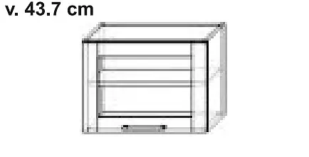 Výklopná horní kuchyňská závěsná skříňka s prosklenými dvířky