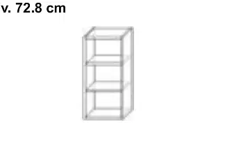 Otevřená horní skříňka závěsná s policemi, výška 72,8 cm