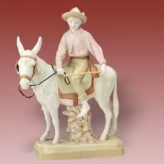 Dekorativní porcelánová figura vážící 2,2 kg Hoch na oslu