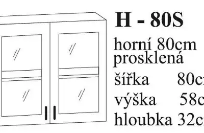 Kuchyňská skříňka 80 cm, 58v – prosklená dvířka