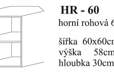 Kuchyňská horní skříňka rohová 60 × 60 cm