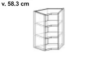 Přechodová horní skříňka s policemi, otevřená, výška 58,3 cm