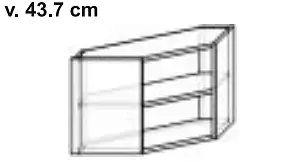 Horní závěsná skříňka rohová s policí, šířka 60 - 65 cm