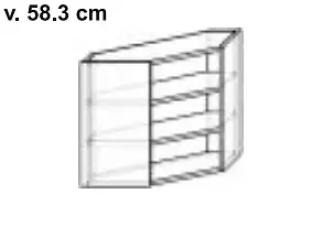 Rohová policová horní skříňka závěsná šířky 60 nebo 65 cm