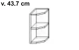 Tmavá rohová otevřená horní kuchyňská skříňka zakončovací