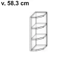 Malá zakončovací skříňka otevřená s policemi a s půdou