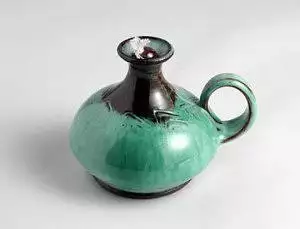 Kahánek zdobený s knotem baňatý na lampový olej