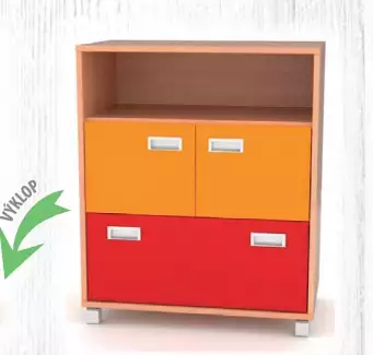 Komoda s výklopnými dvířky, plnými dvířky L/P a otevřenou přihrádkou KHF 11