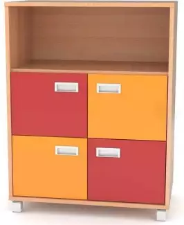 Komoda se čtyřmi dvířky a horní otevřenou přihrádkou KHF 4