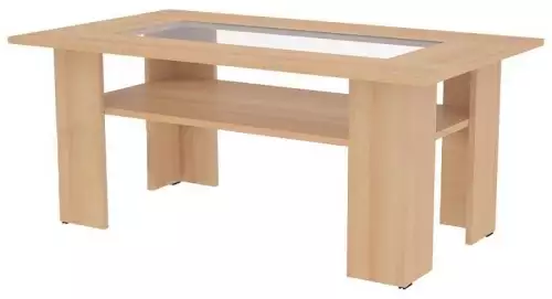 Konferenční stolek se skleněnou deskou a praktickým odkládacím prostorem KN 2 