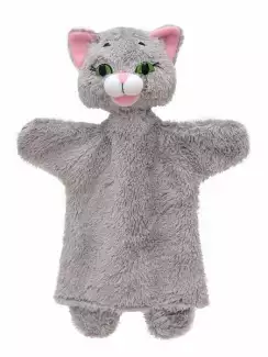 Textilní maňásek o výšce 26 cm Kočička šedá