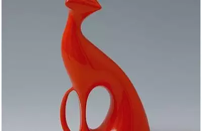 Červená porcelánová figura široká 7,5 cm Kočka IV
