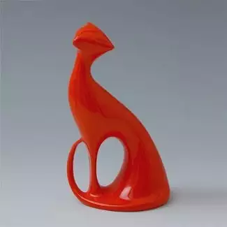 Červená porcelánová figura široká 7,5 cm Kočka IV