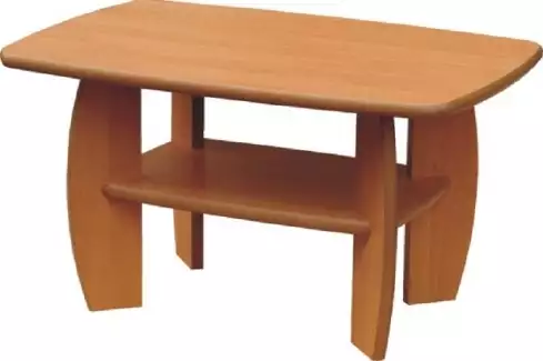 Konferenční stůl K 51102 oblý s poličkou, odstín olše