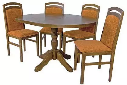 Kuchyňský set s rozkládacím kulatým stolem a židlemi