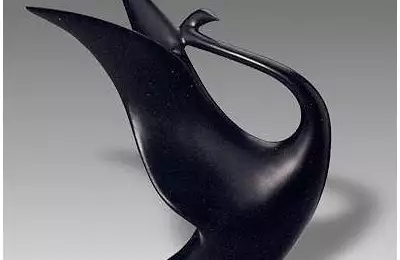 Černá ozdobná porcelánová figura Labuť