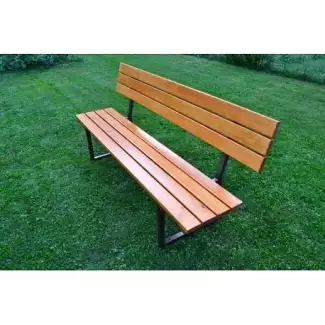 Venkovní dřevěná lavička s kovovými boky a opěradlem Standard