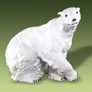 Bílá ozdobná porcelánová figura vážící 2 kg Lední medvěd II