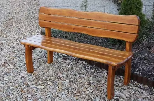 Tvarovaná dřevěná zahradní lavice s opěrkou Lorit
