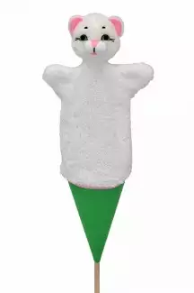 Velký kornoutový maňásek o výšce 54 cm Kočička bílá