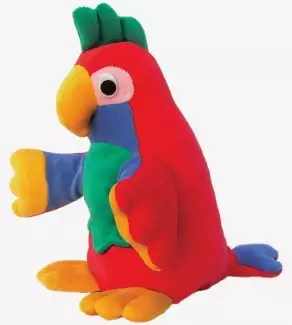 Maňásek z postřiženého froté Papoušek