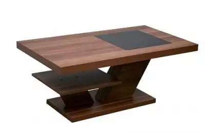 Moderní konferenční stůl - hrany s ABS a černé sklo 703 