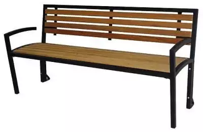 Mřížková lavice s opěrkou a dřevěnými lištami