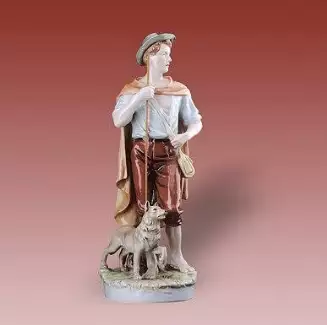 Figurální porcelán o délce 23 cm Muž se psem